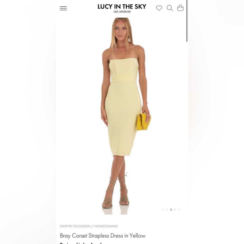 Lucy in the Sky Bray Corset Strapless Dress in Yellow